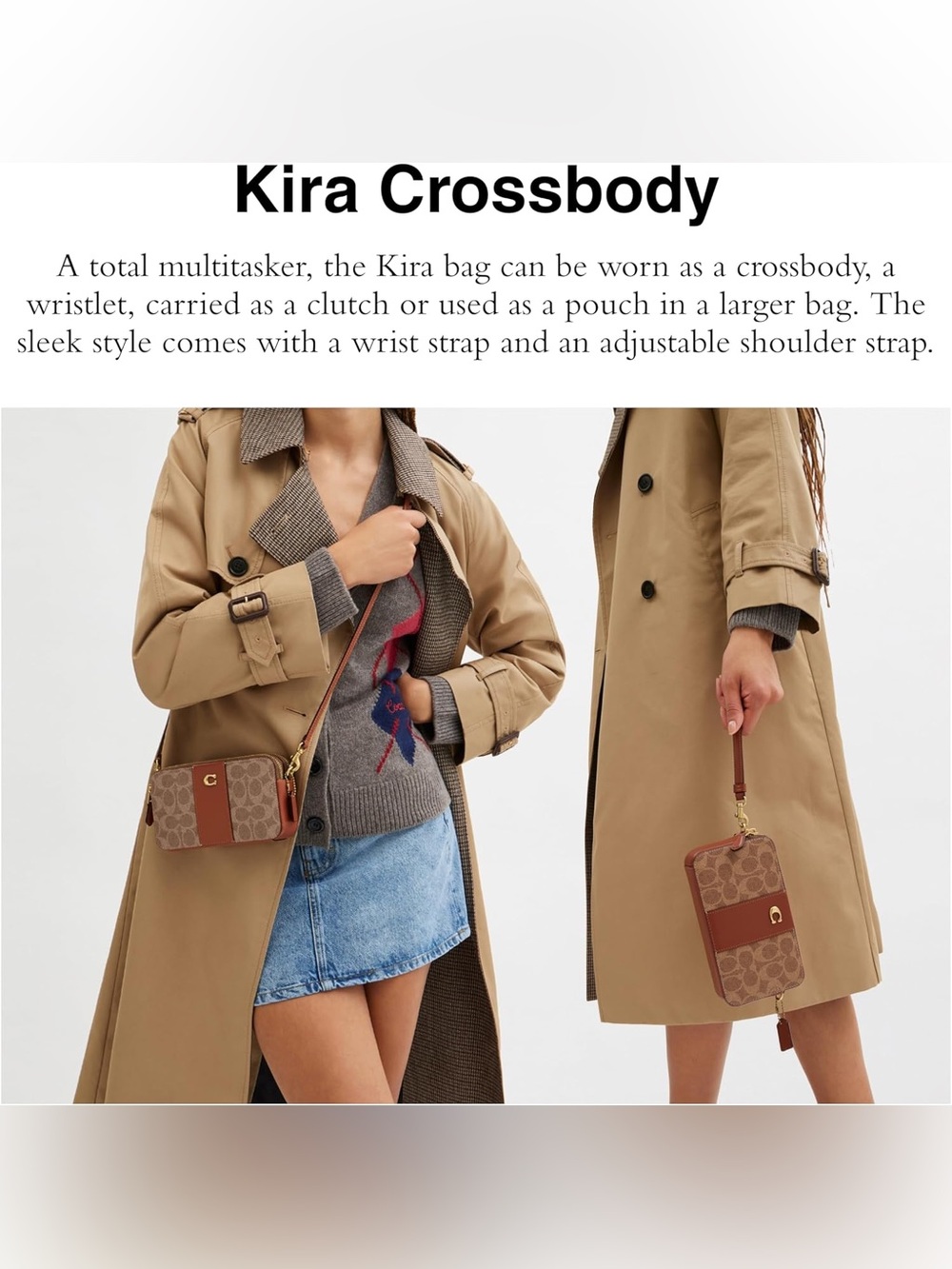 Coach Brown & Beige Signature Monogram Kira Crossbody/Wristlet